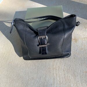Brighton Black Hobo Bag with Slouchy Design and Silver Buckle